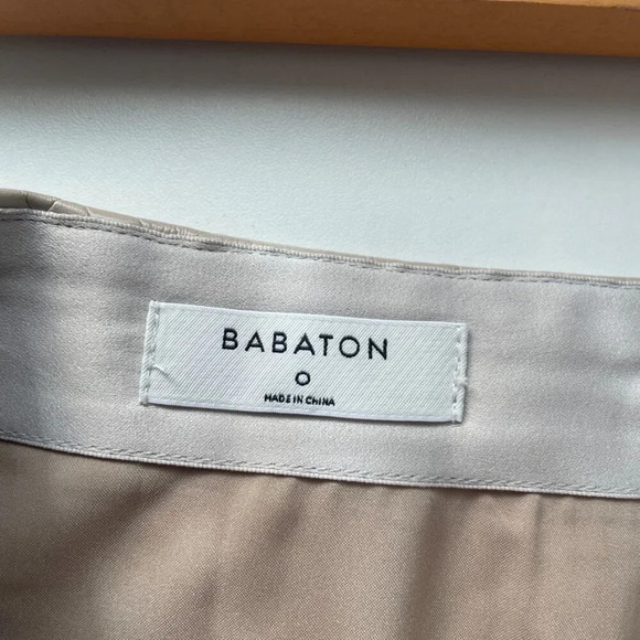 Aritzia Babaton Modern Vegan Leather Croc  Embossed Mini Skirt Beige Size 0 - Picture 11 of 13